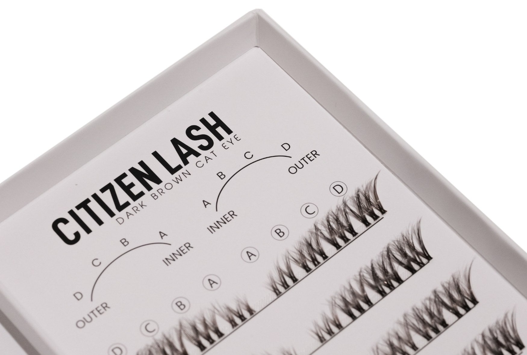 tray of dark brown cat eye diy lashes