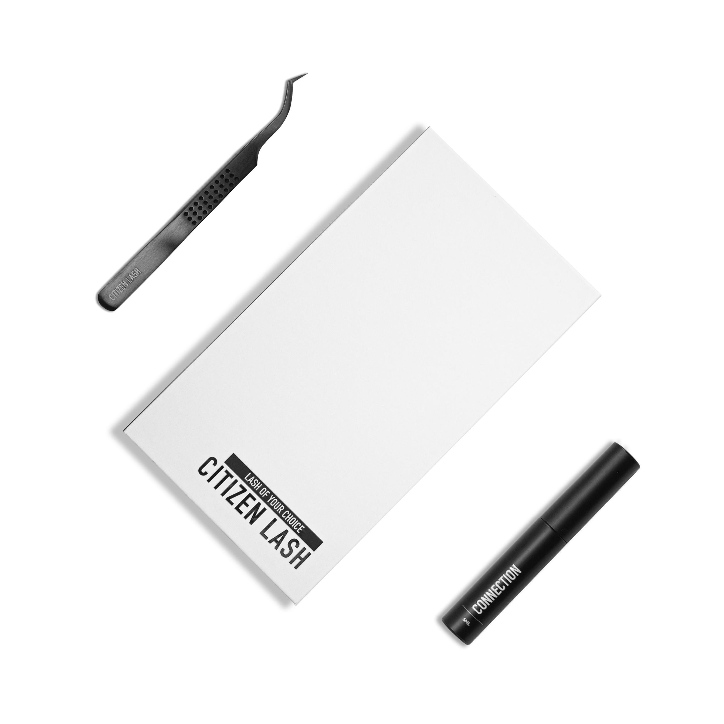 Basics Bundle DIY lash extension with temporary lashes, DIY lash tweezers and DIY lash glue