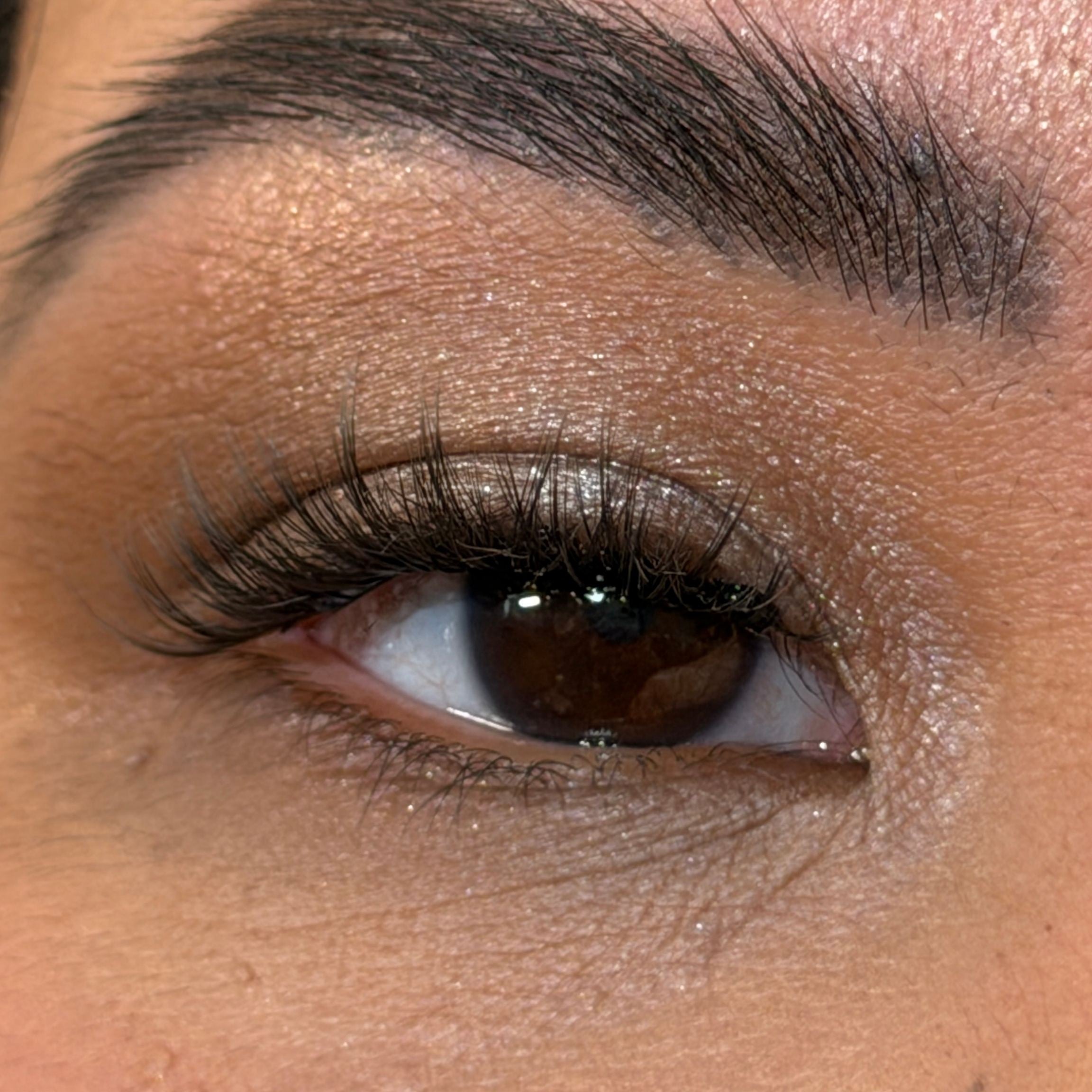 soft wispy lash extensions on model